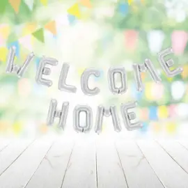 Welcome Home Bokstavballonger Silver