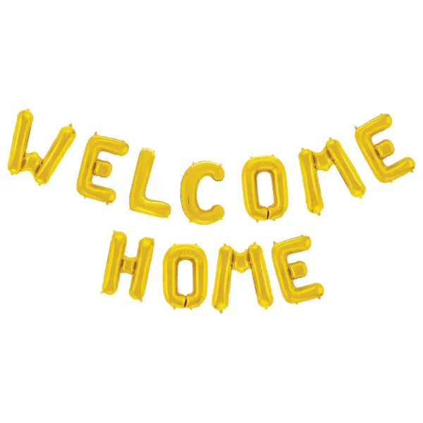 Welcome Home Bokstavballonger Gull