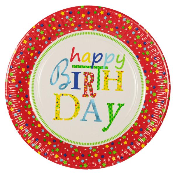 Happy Birthday Papptallerkener Stjerner
