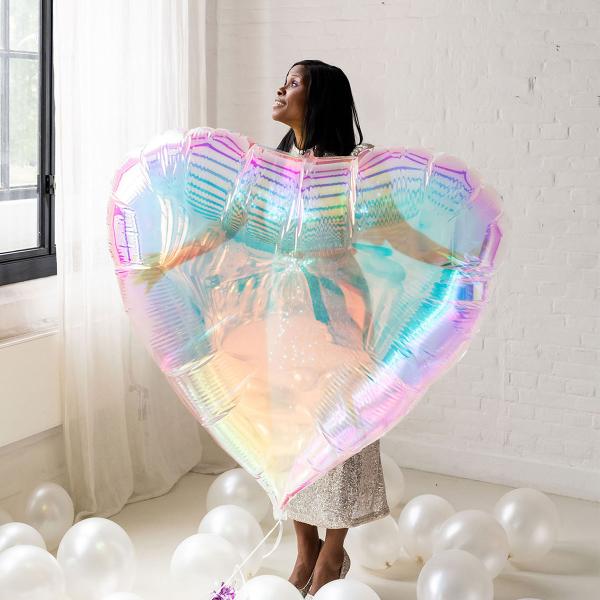 Folieballong Hjerte XXL Iriserende 103 x 107 cm